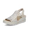 Rieker Perforated Slingback Wedge Sandal - Beige Sparkle